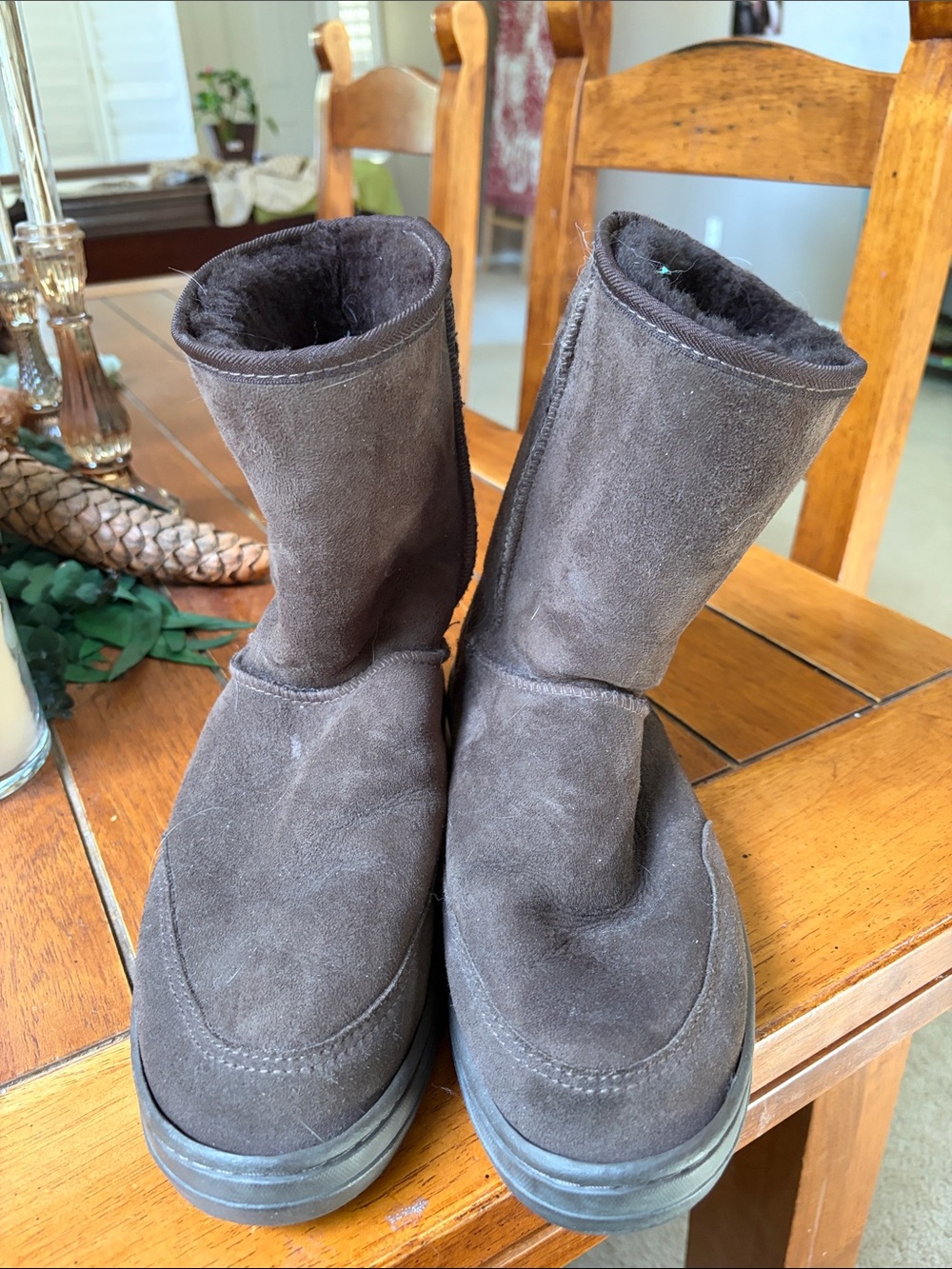 UGG Brown Suede Short Shearling-Lined Booties